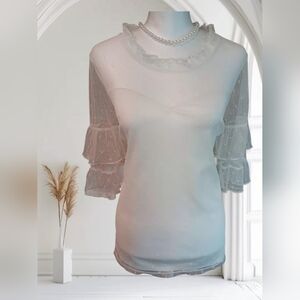 Chic Sheer Ruffle Sleeve Blouse